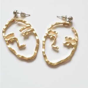 Picasso gold abstract face earrings